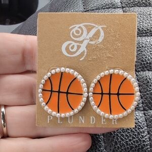 Plunder Orange Basketball Earrings